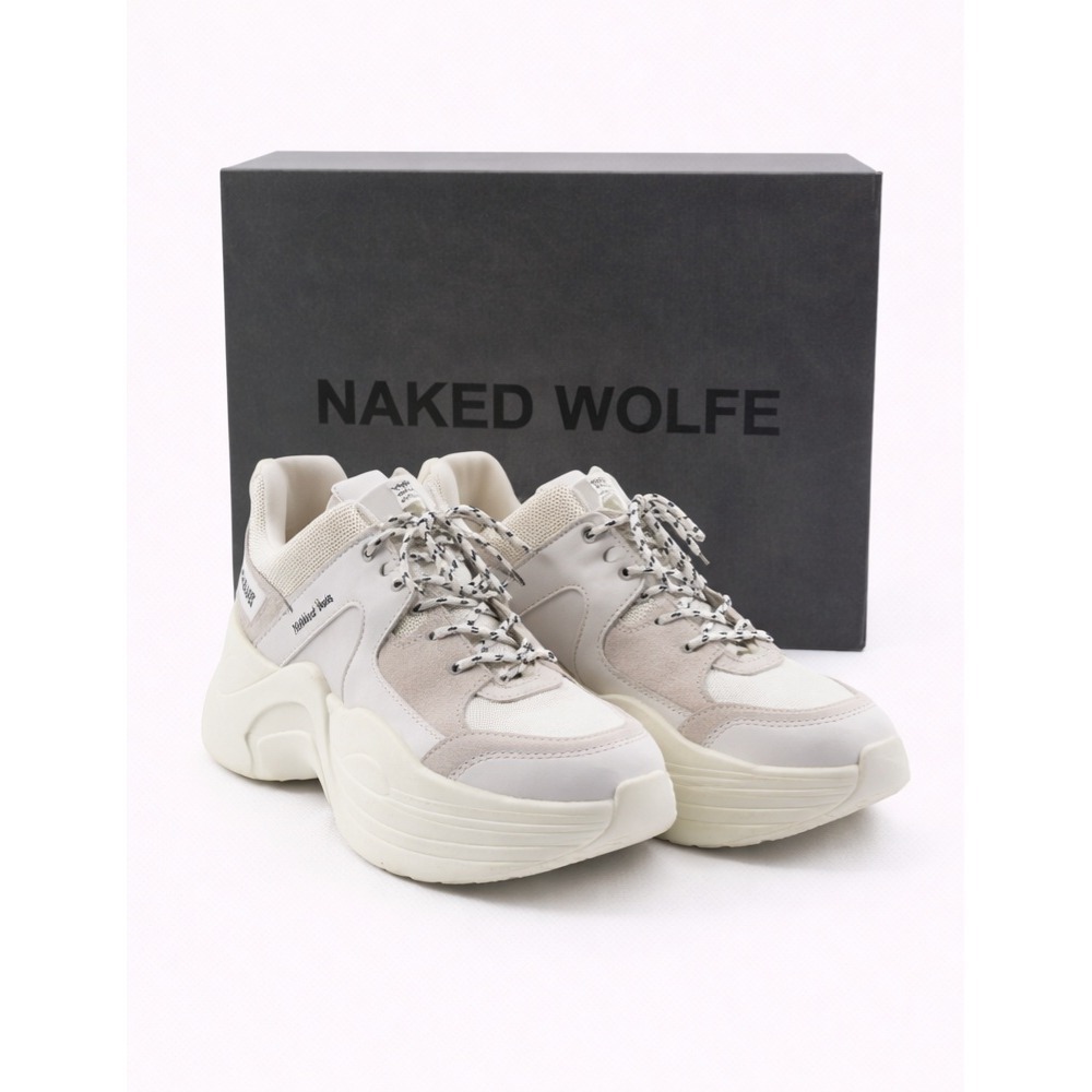 NAKED WOLFE Track Platform Sneakers – White / Cream –‎ EU 40